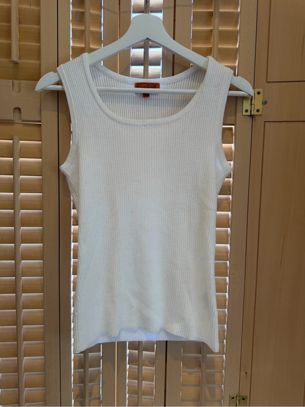 Rib Knit Tank Top in White / Cream
